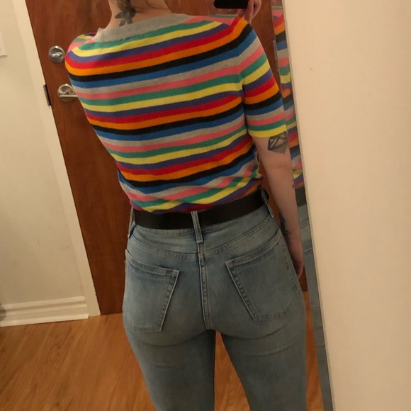 Multicolour knit scoop sweater tee - Picture 8 of 9